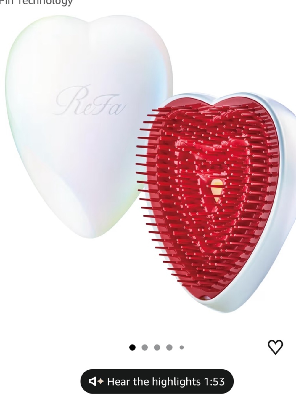 ReFa Heart Brush - Aurora White & Red Detangling Hair Japanese Brush